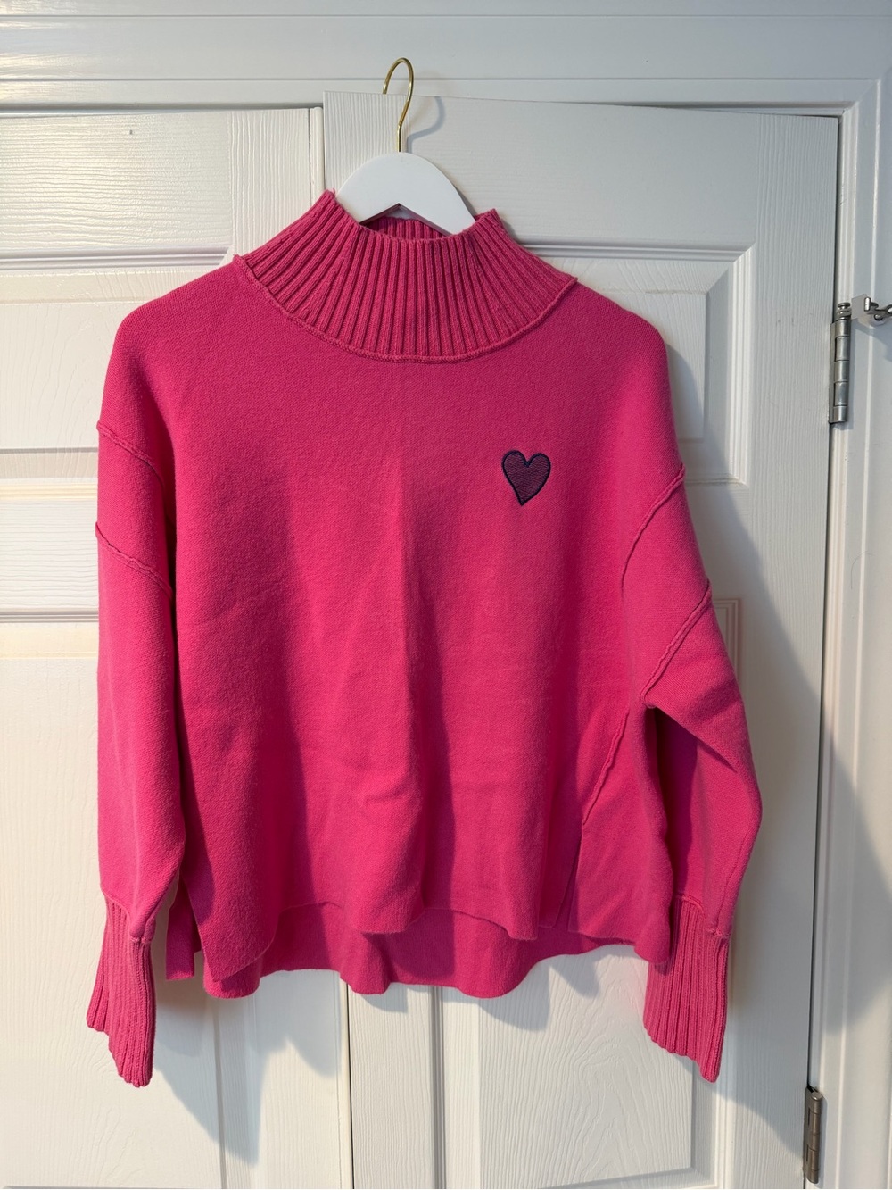 Maeve Hot Pink Sweater with Heart Detail